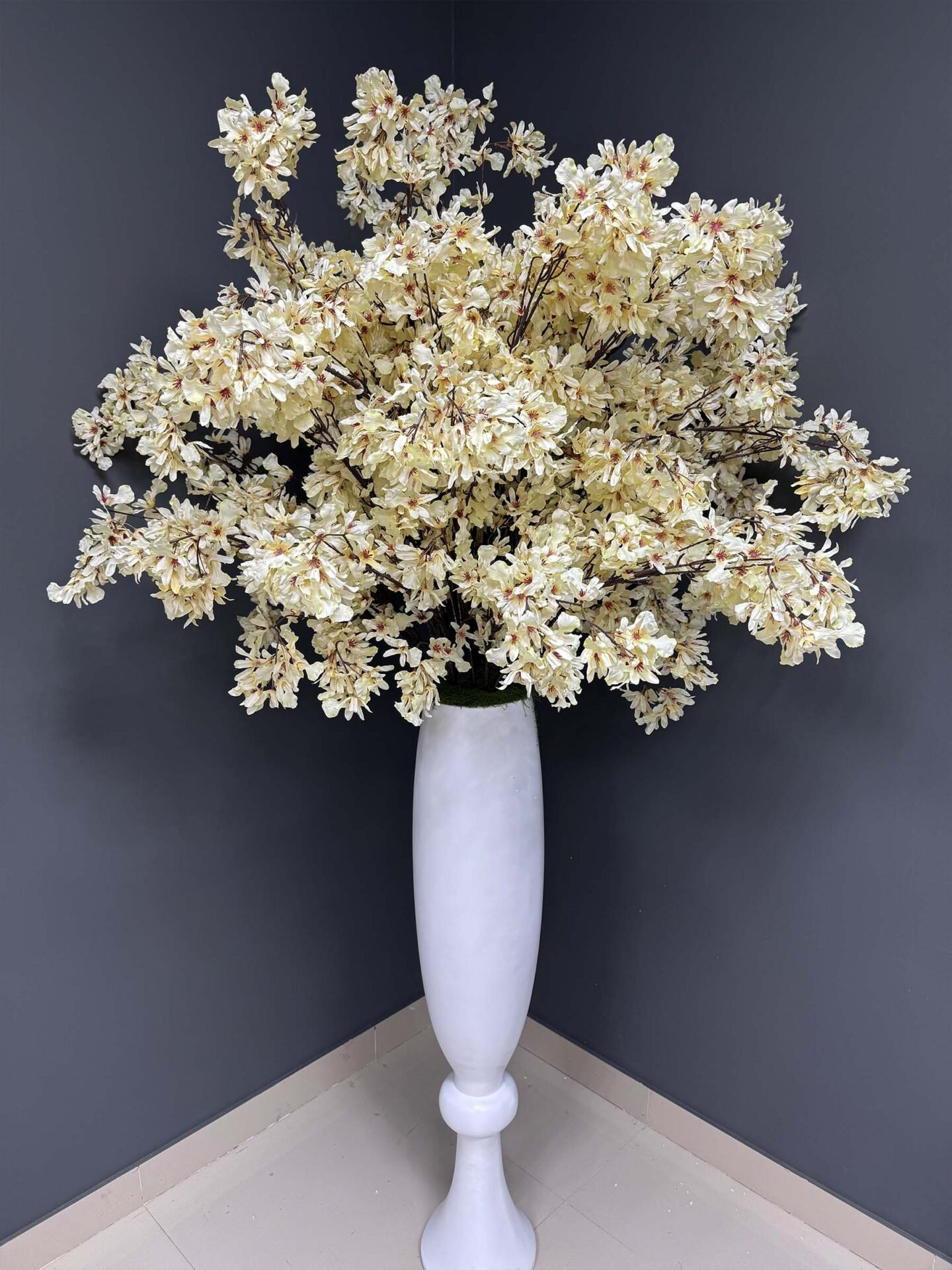 Cherry Blossom Cream White Vase