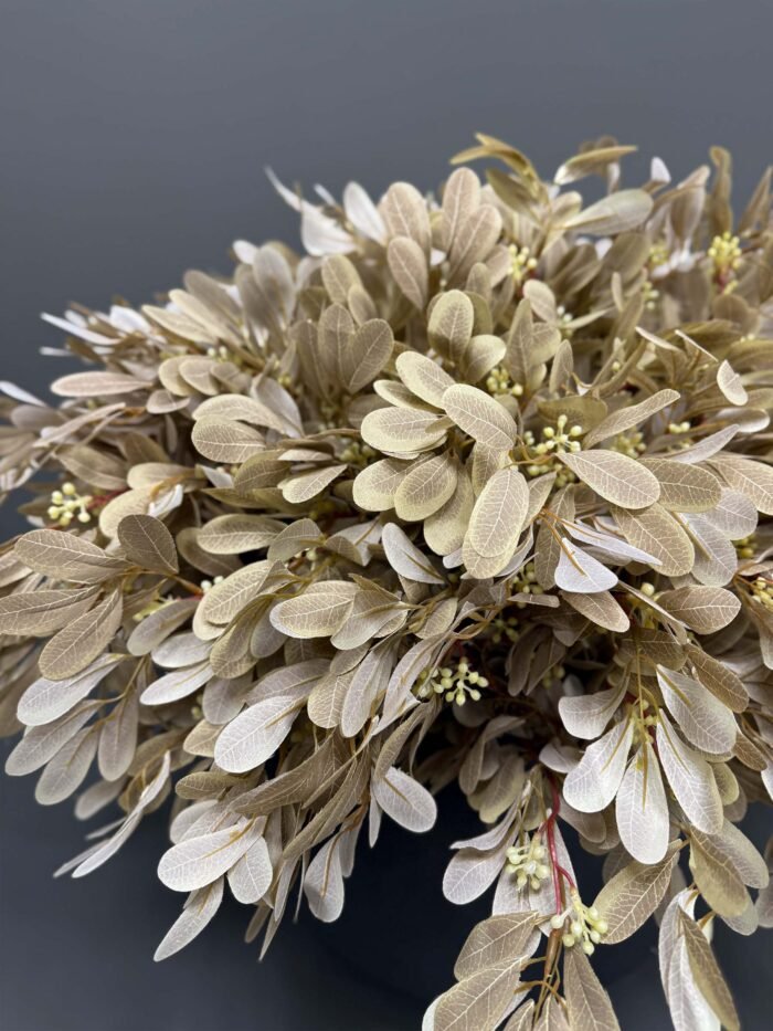 Elegant Artificial Metallic Gold Foliage Arrangement in Matte Black Vase – AR35