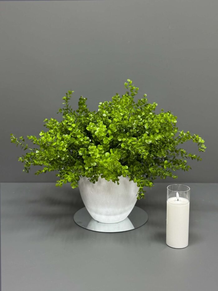 Lush Artificial Green Plant in Modern White Pot – Vibrant – AR54