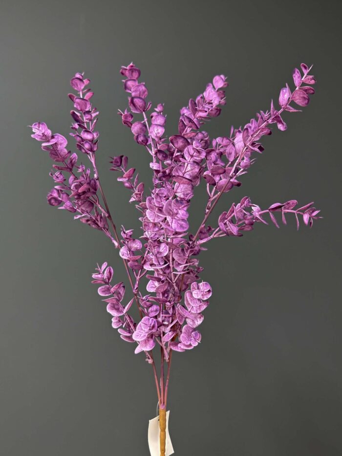 Artificial Purple Eucalyptus in Textured Grey Pot – Serene & Modern – AR51