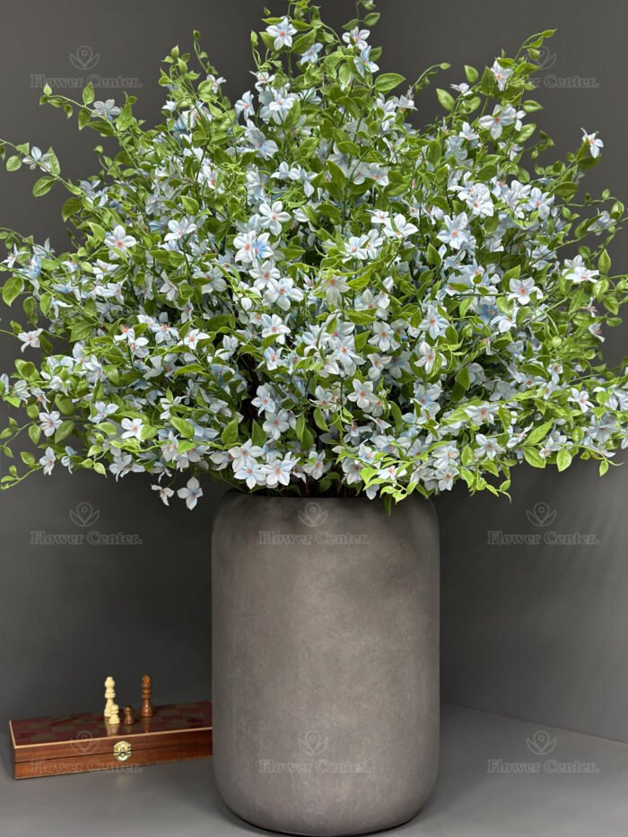 Artificial Blue-White Arrangement in Gray Pot