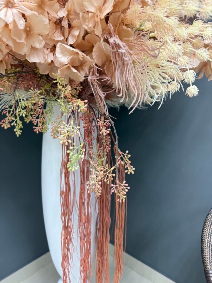 Opulent Artificial Floral Arrangement – Blush & Earth Tones with Pampas Accents AR16