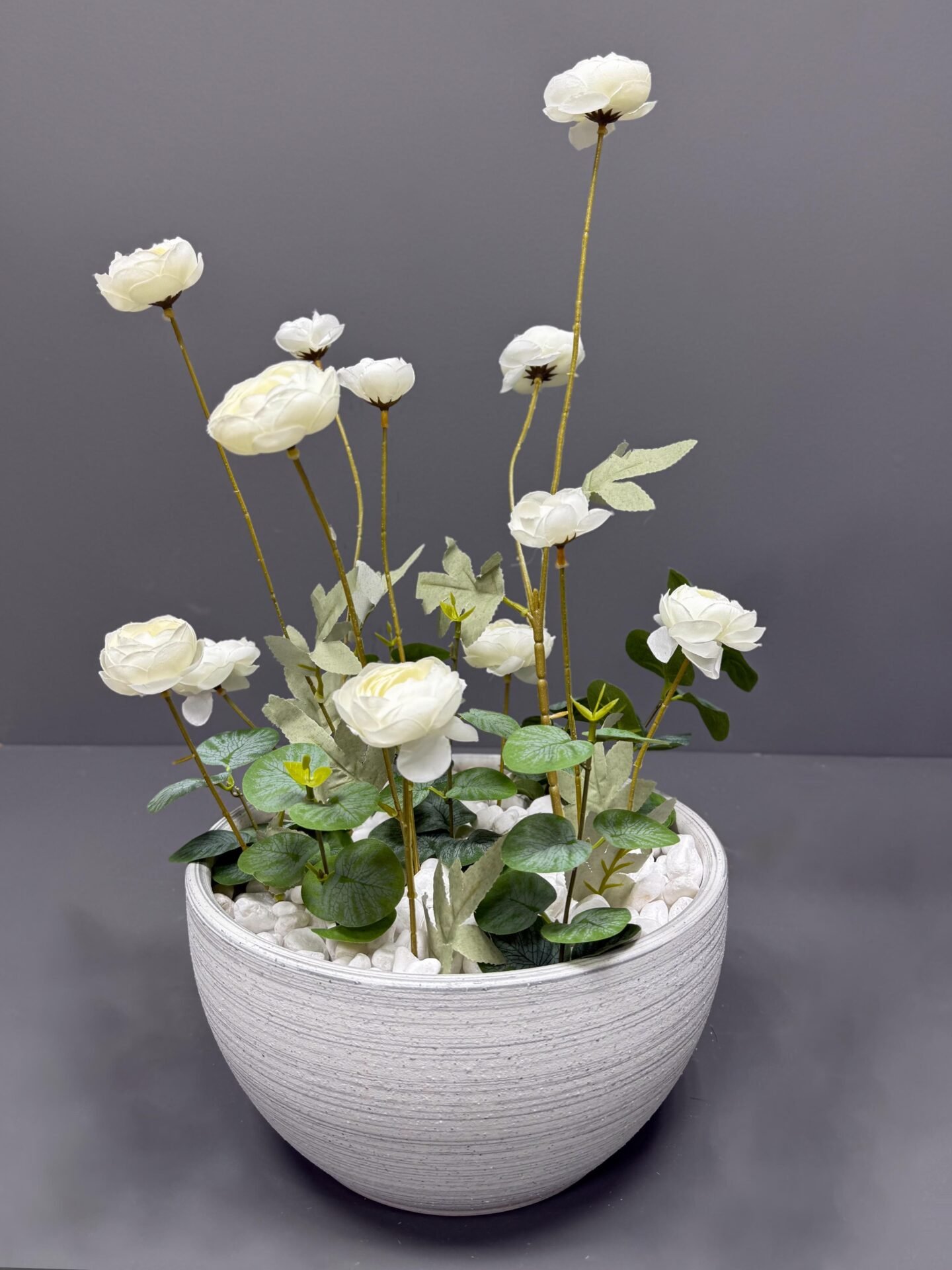 White Ranunculus Floral Arrangement | Faux Flowers