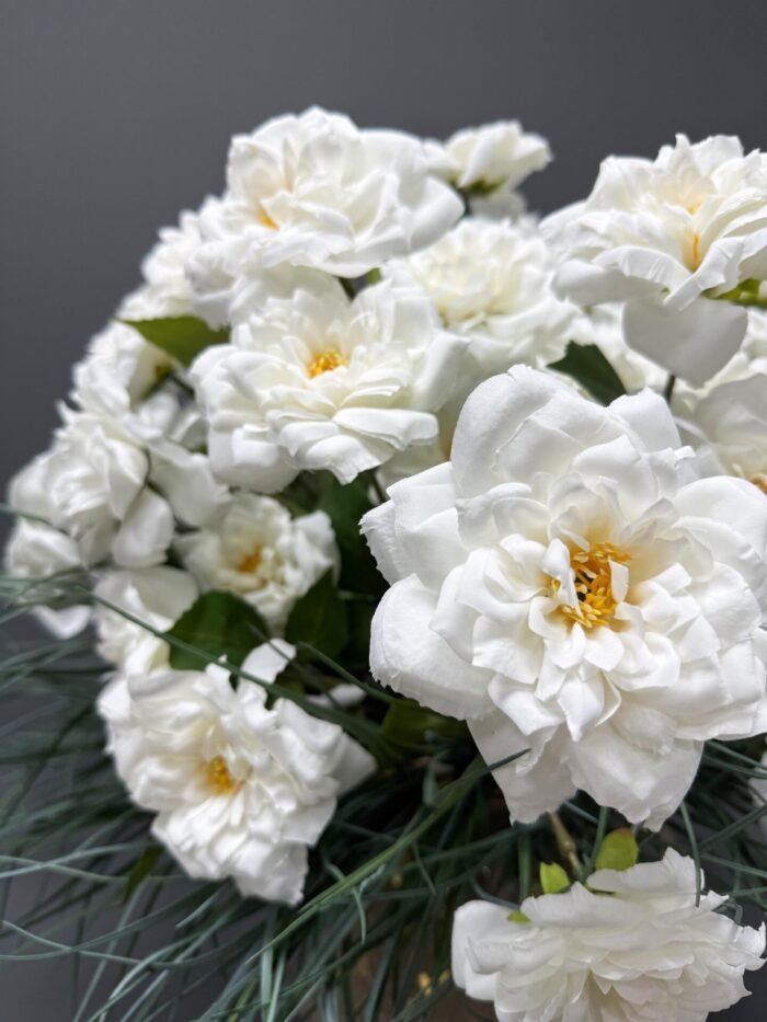 Artificial white Flower Arrangement in Gold Speckled Vase – Luxury Faux Floral Decor AR7