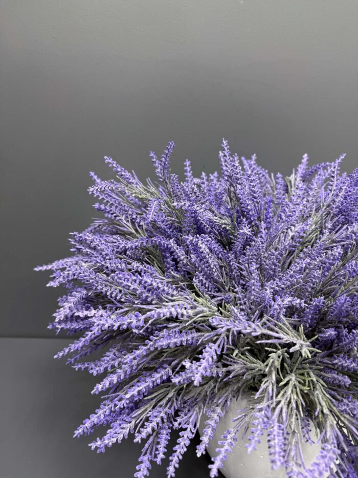 Charming Artificial Lavender in White Textured Pot – Serene Purple Hues – AR41