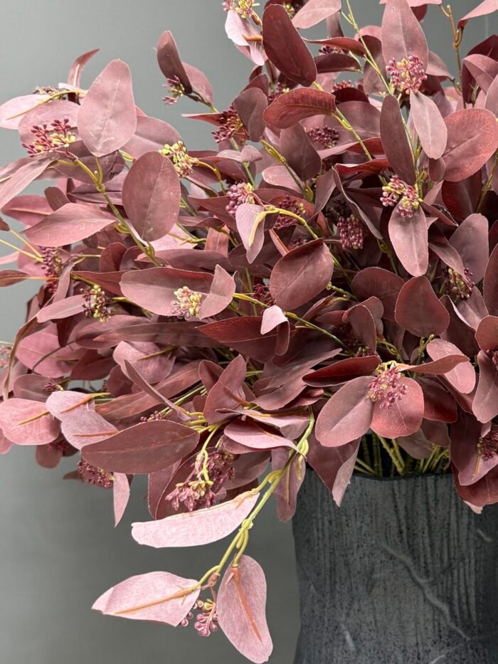 Elegant Artificial Autumnal Foliage in Textured Black Vase – Rich Fall Colors – AR47