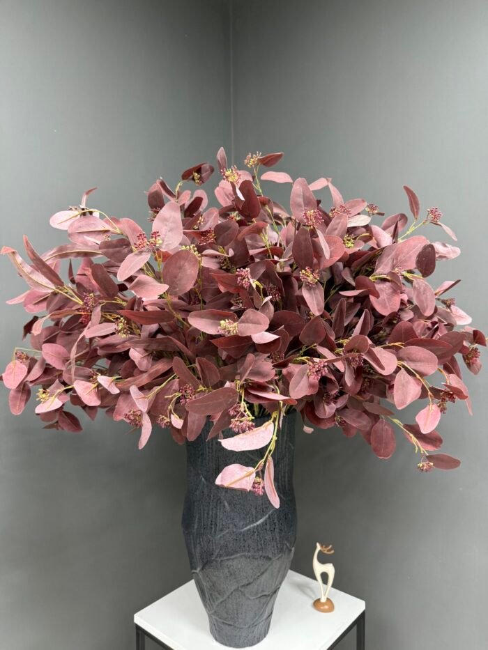 Elegant Artificial Autumnal Foliage in Textured Black Vase – Rich Fall Colors – AR47