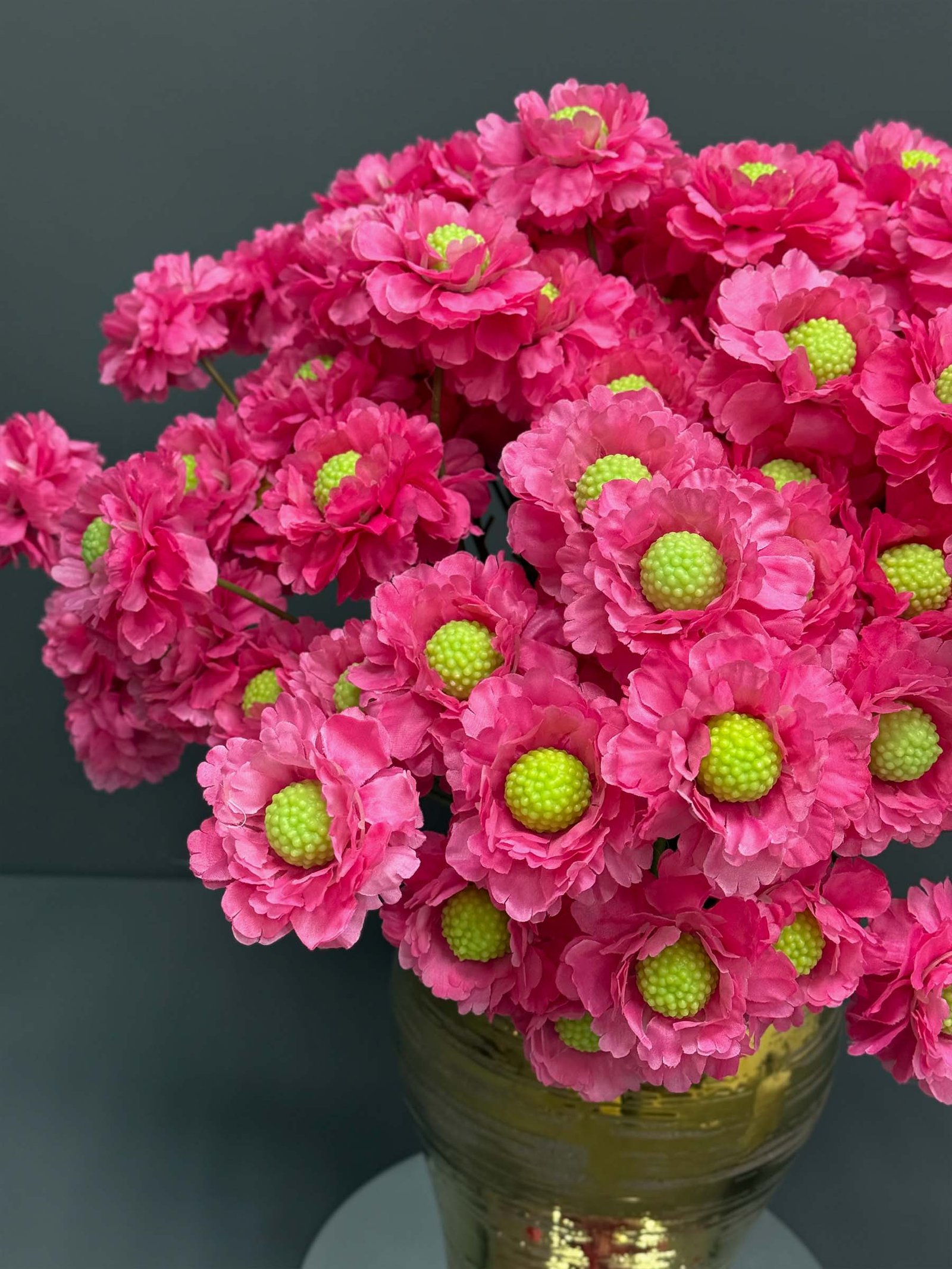 artificial flower arrangements in Polished Gold Vase زهور صناعية