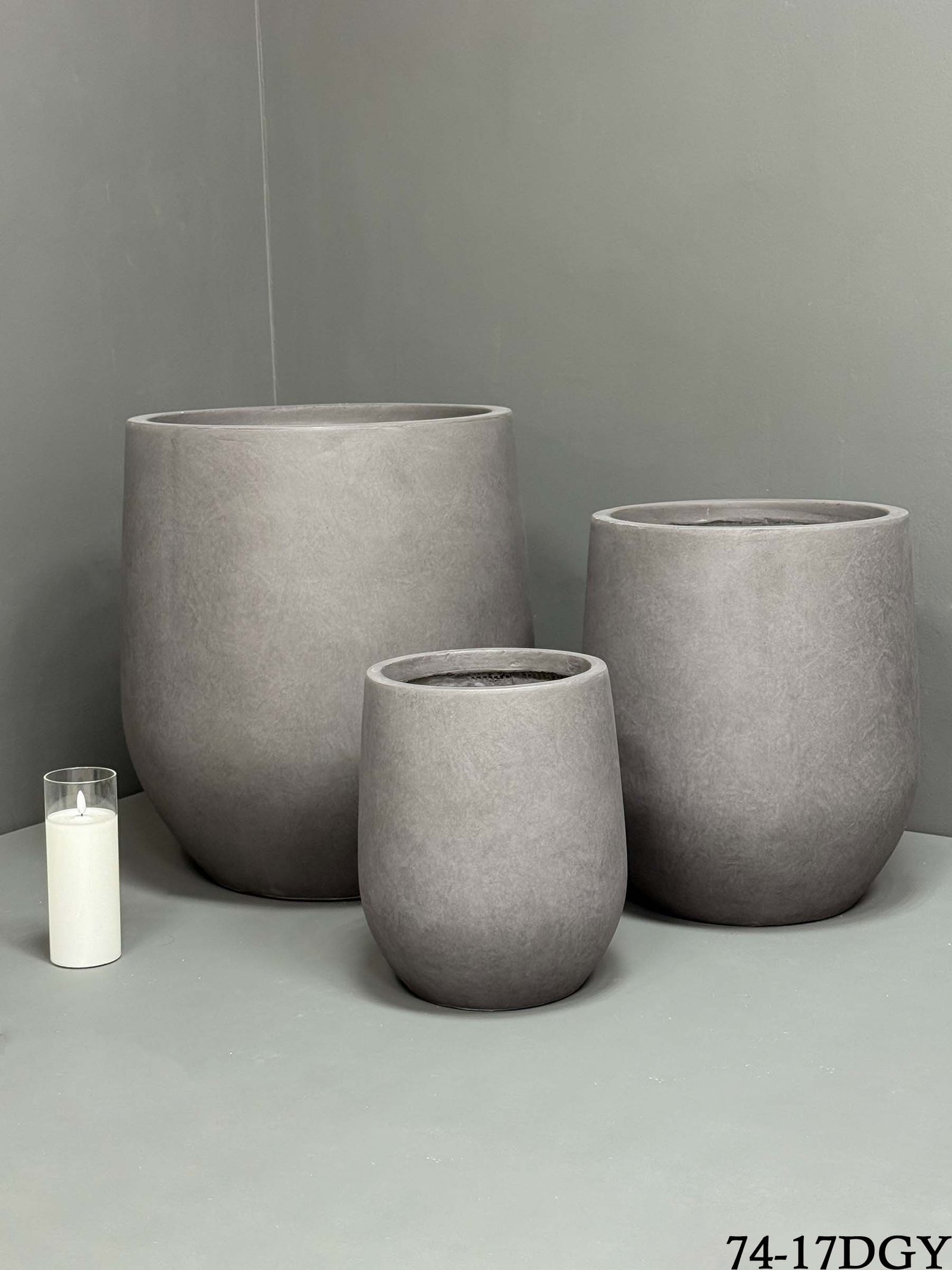 74-17DGY Fibre clay Pot - Durable Indoor/Outdoor Pots