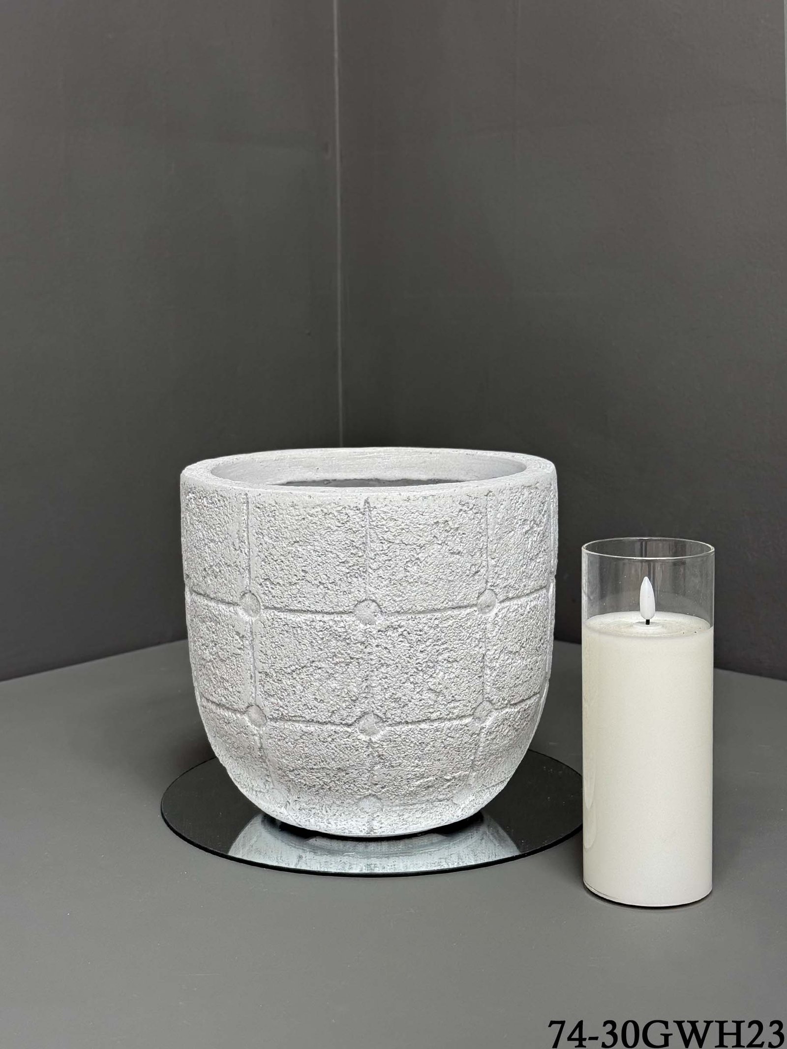 74-30GWH-23 Fibre clay Pot - Durable Indoor/Outdoor Pots