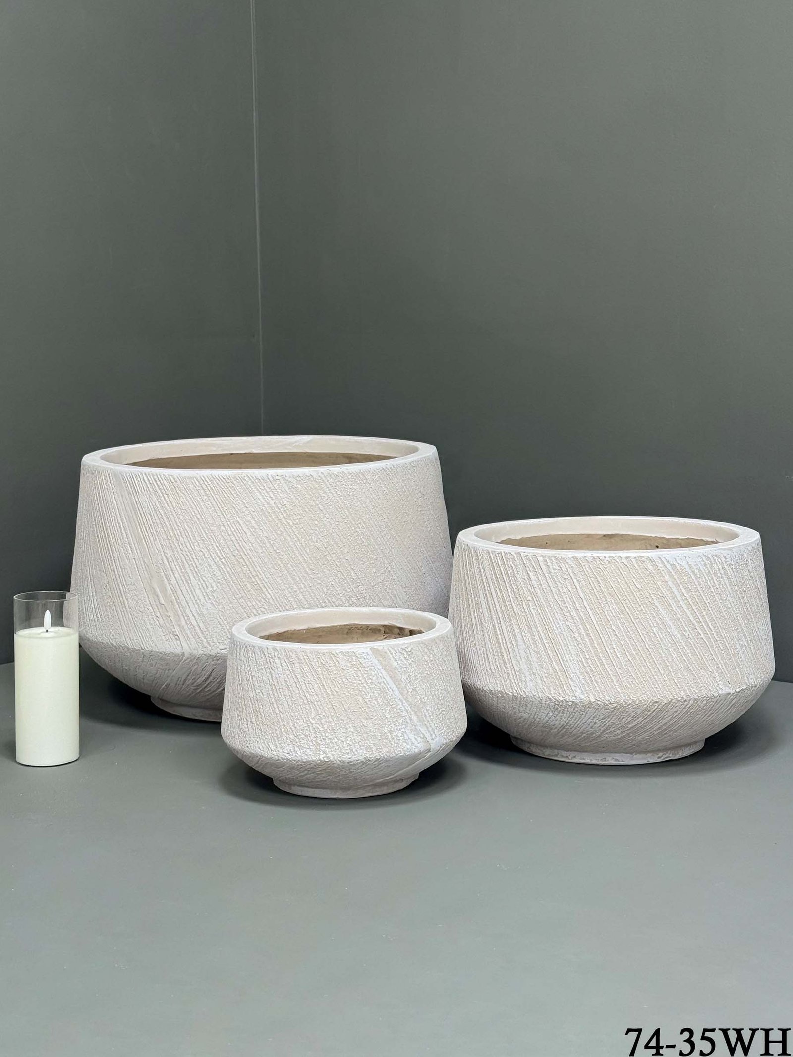 74-35WH Fibre clay Pot - Durable Indoor/Outdoor Pots