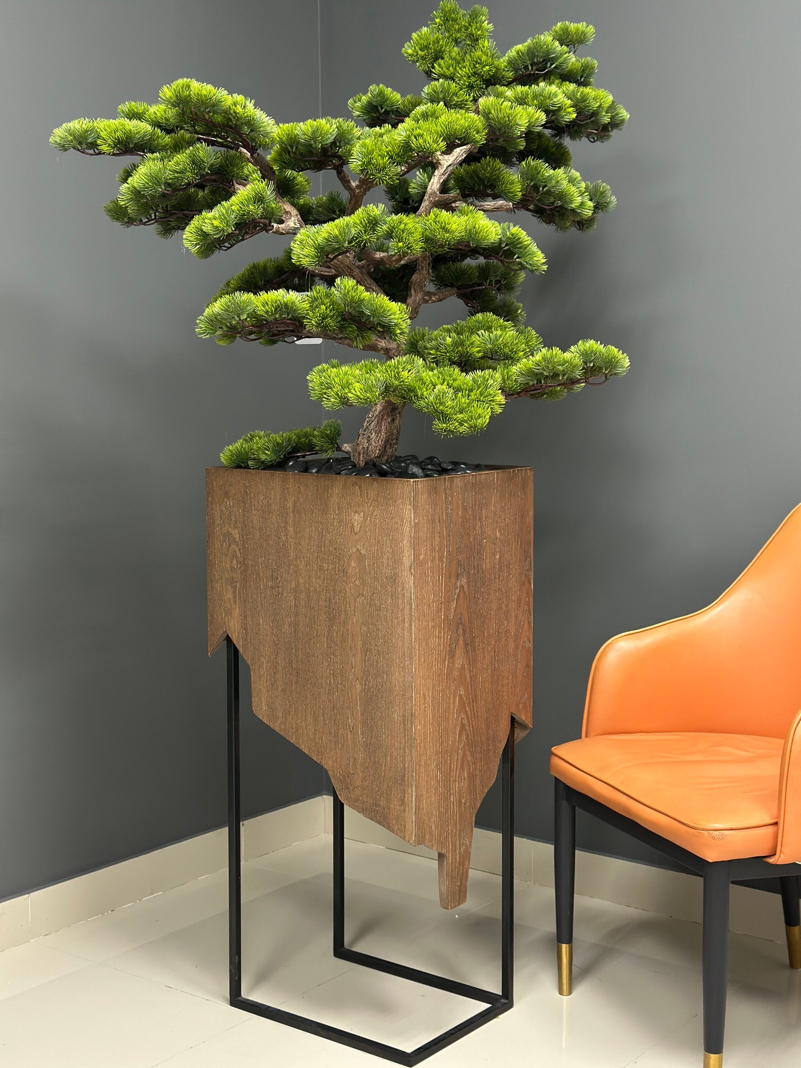 artificial bonsai tree in modern planter