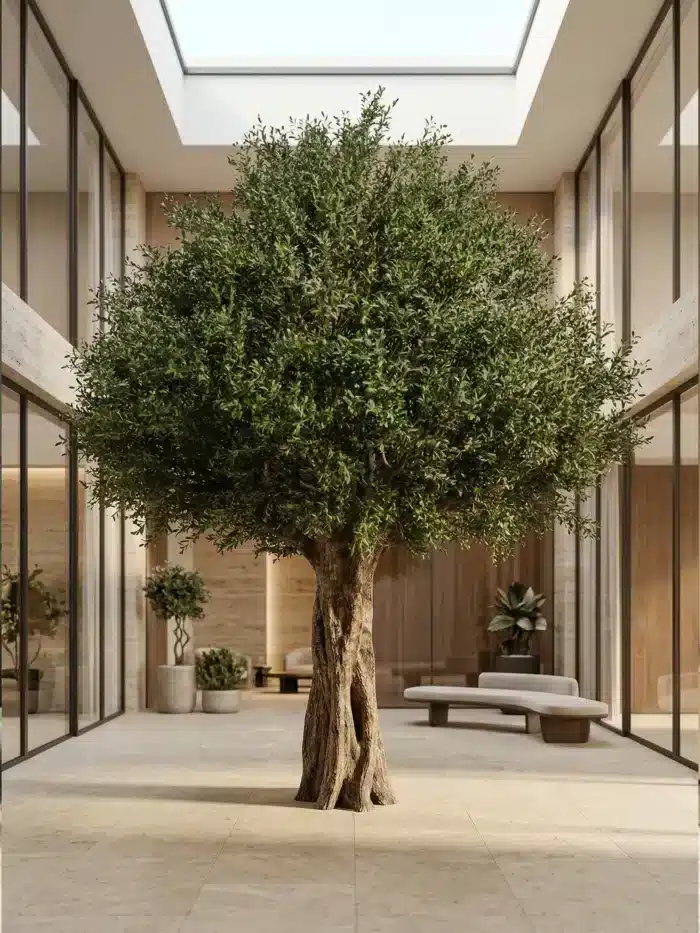 Large Artificial Olive Tree with Twisted Trunk (550cm) – 9966